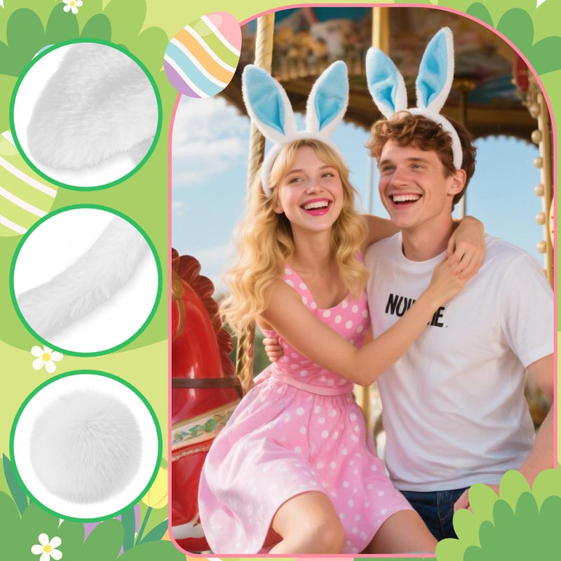 KHC-KHF Easter-Headband Bunny-Headbands Halloween Plush Rabbit Ear Costume Bunny Headband Tail Accessories Party Makeup Birthday Favors s Adult Headwear - Image 3